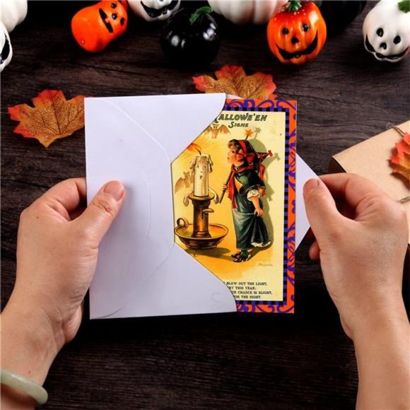 24 Pcs Vintage Halloween Greeting Cards With Envelopes and Stickers, 4 X 6" - Picture 5 of 7